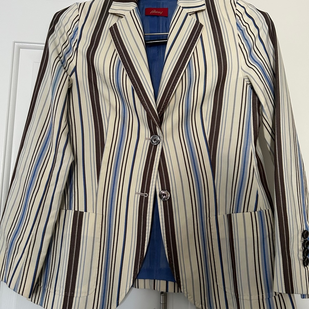 Brioni Cream and Brown Blazer Tailored Suit Jacket